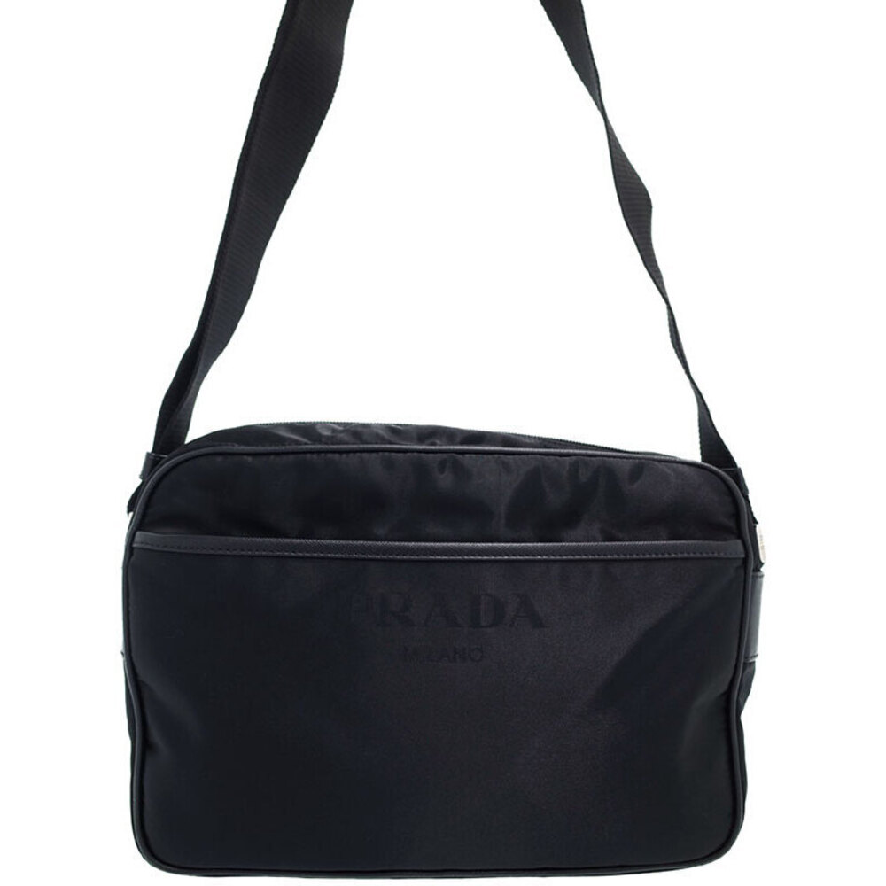 Prada ReNylon Saffiano leather shoulder bag black